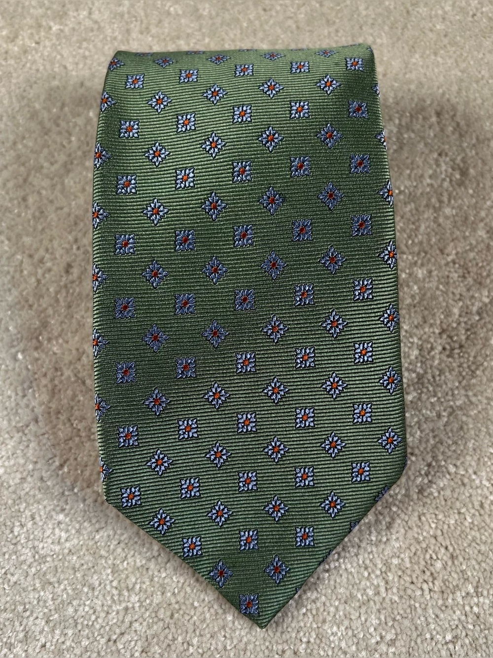 Brooks Brothers 346 Silk Neck Tie Green wedding workwear stain resistant - Picture 1 of 6